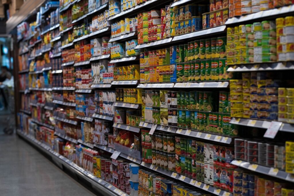 grocery shelves